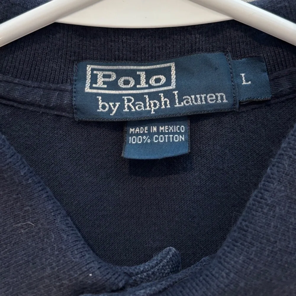 GUC Polo Ralph Lauren Polo Shirt Mens Large Navy Blue Short Sleeve Cotton